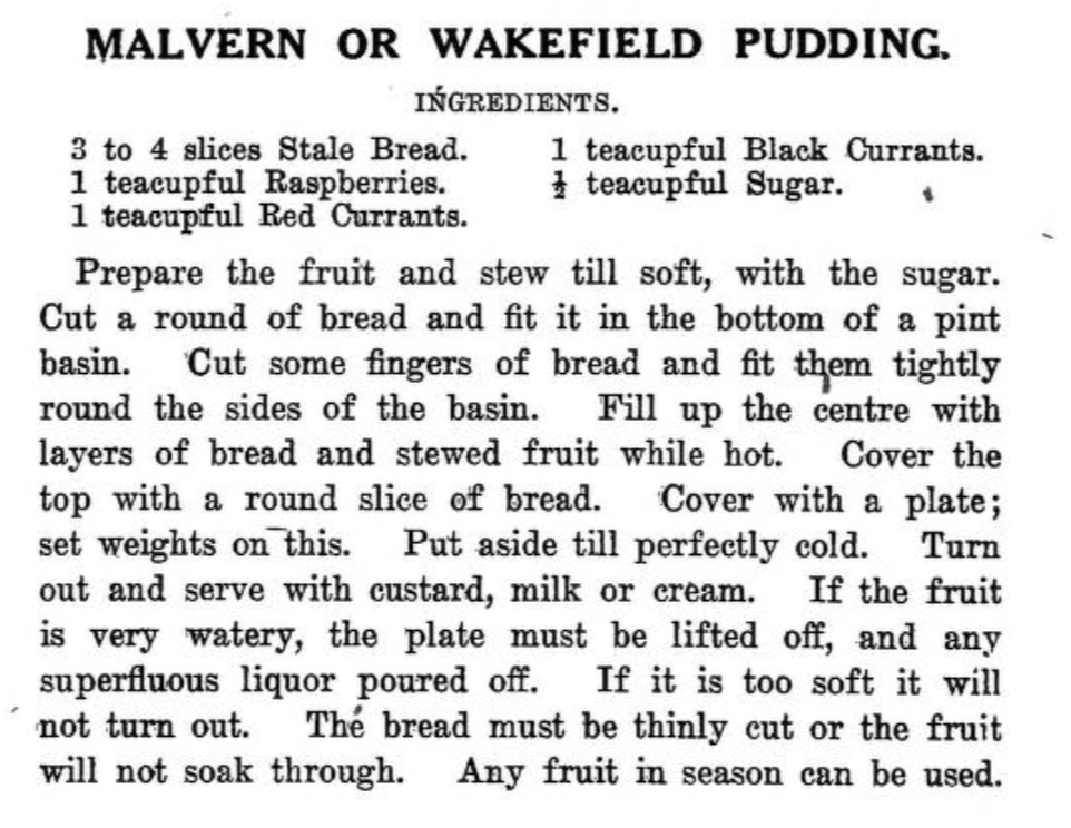 Malvern or Wakefield Pudding